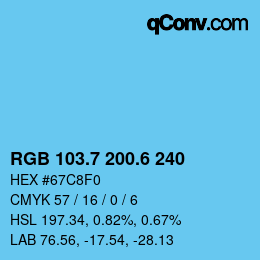 カラーコード: RGB 103.7 200.6 240 | qconv.com