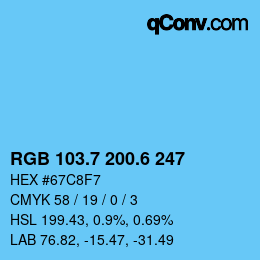カラーコード: RGB 103.7 200.6 247 | qconv.com