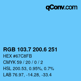 カラーコード: RGB 103.7 200.6 251 | qconv.com
