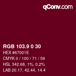 カラーコード: RGB 103.9 0 30 | qconv.com