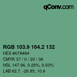 カラーコード: RGB 103.9 164.2 132 | qconv.com