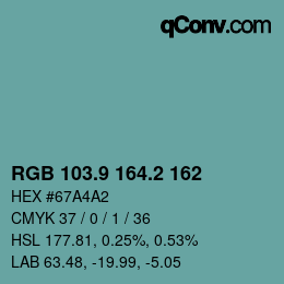 カラーコード: RGB 103.9 164.2 162 | qconv.com