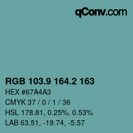 Color code: RGB 103.9 164.2 163 | qconv.com