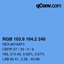 Color code: RGB 103.9 164.2 240 | qconv.com