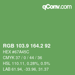 カラーコード: RGB 103.9 164.2 92 | qconv.com