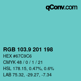 Color code: RGB 103.9 201 198 | qconv.com