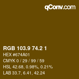Color code: RGB 103.9 74.2 1 | qconv.com