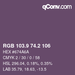 Color code: RGB 103.9 74.2 106 | qconv.com