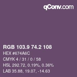 Color code: RGB 103.9 74.2 108 | qconv.com