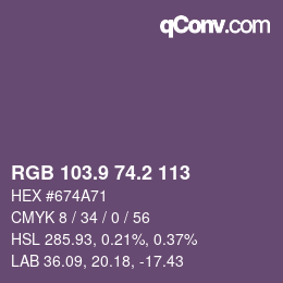 Color code: RGB 103.9 74.2 113 | qconv.com