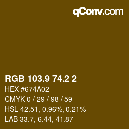 カラーコード: RGB 103.9 74.2 2 | qconv.com