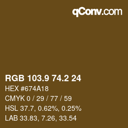 Color code: RGB 103.9 74.2 24 | qconv.com