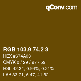 カラーコード: RGB 103.9 74.2 3 | qconv.com