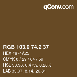 Color code: RGB 103.9 74.2 37 | qconv.com