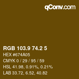 Color code: RGB 103.9 74.2 5 | qconv.com