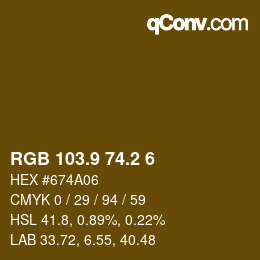 Color code: RGB 103.9 74.2 6 | qconv.com