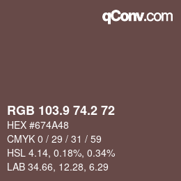 Color code: RGB 103.9 74.2 72 | qconv.com