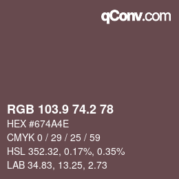 Color code: RGB 103.9 74.2 78 | qconv.com