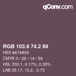 Color code: RGB 103.9 74.2 89 | qconv.com