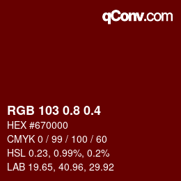 カラーコード: RGB 103 0.8 0.4 | qconv.com