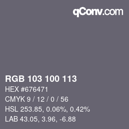 Color code: RGB 103 100 113 | qconv.com