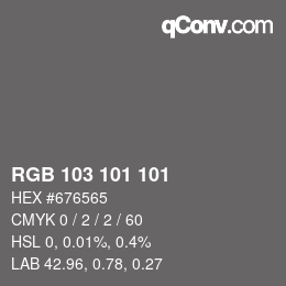 Color code: RGB 103 101 101 | qconv.com