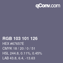 カラーコード: RGB 103 101 126 | qconv.com