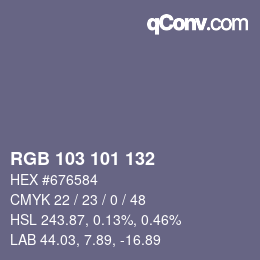 Color code: RGB 103 101 132 | qconv.com