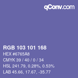 Color code: RGB 103 101 168 | qconv.com