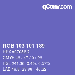 Color code: RGB 103 101 189 | qconv.com