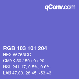 Color code: RGB 103 101 204 | qconv.com