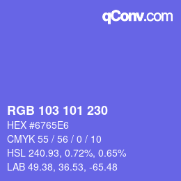 Color code: RGB 103 101 230 | qconv.com