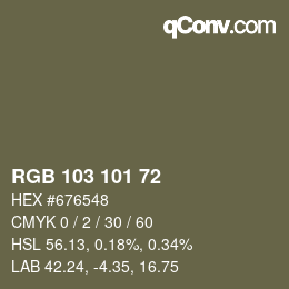 颜色代码: RGB 103 101 72 | qconv.com
