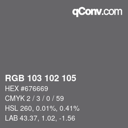 Color code: RGB 103 102 105 | qconv.com