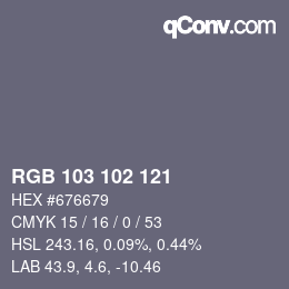 Color code: RGB 103 102 121 | qconv.com