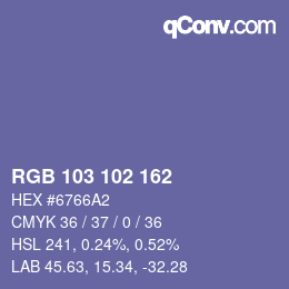 Color code: RGB 103 102 162 | qconv.com