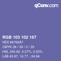 カラーコード: RGB 103 102 167 | qconv.com