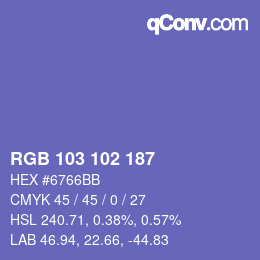 Color code: RGB 103 102 187 | qconv.com