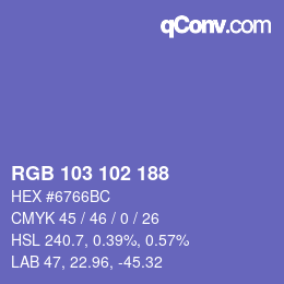 Color code: RGB 103 102 188 | qconv.com
