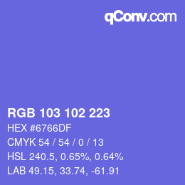 Color code: RGB 103 102 223 | qconv.com