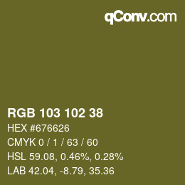 Color code: RGB 103 102 38 | qconv.com