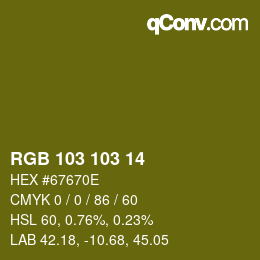 Color code: RGB 103 103 14 | qconv.com
