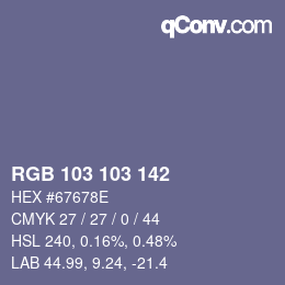 Farbcode: RGB 103 103 142 | qconv.com