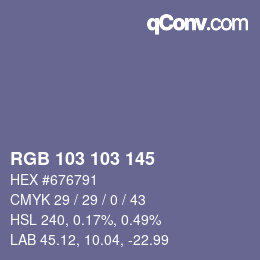 Color code: RGB 103 103 145 | qconv.com