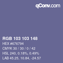 Color code: RGB 103 103 148 | qconv.com