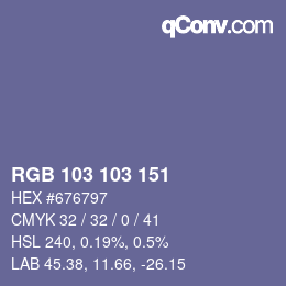 Color code: RGB 103 103 151 | qconv.com