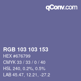カラーコード: RGB 103 103 153 | qconv.com