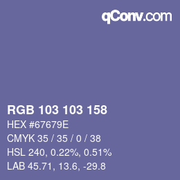 カラーコード: RGB 103 103 158 | qconv.com