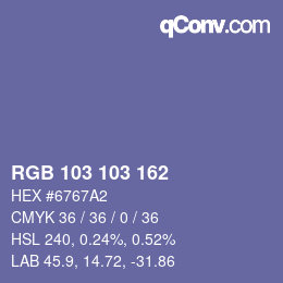 カラーコード: RGB 103 103 162 | qconv.com