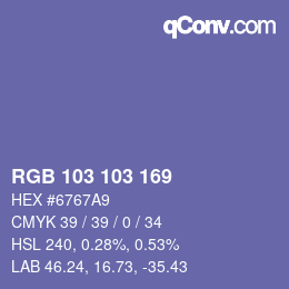 カラーコード: RGB 103 103 169 | qconv.com